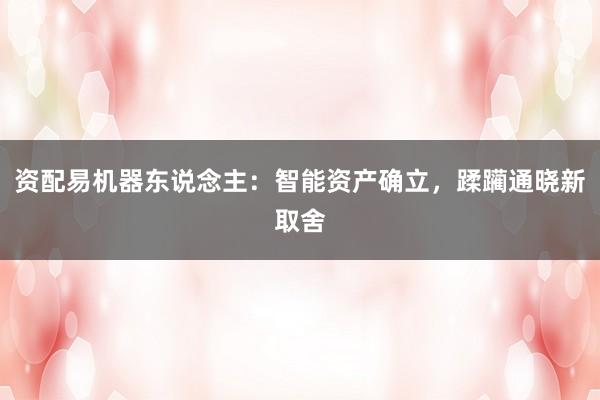 资配易机器东说念主：智能资产确立，蹂躏通晓新取舍