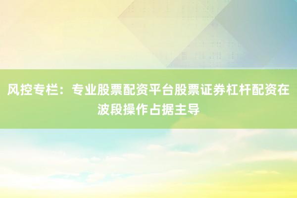 风控专栏：专业股票配资平台股票证券杠杆配资在波段操作占据主导