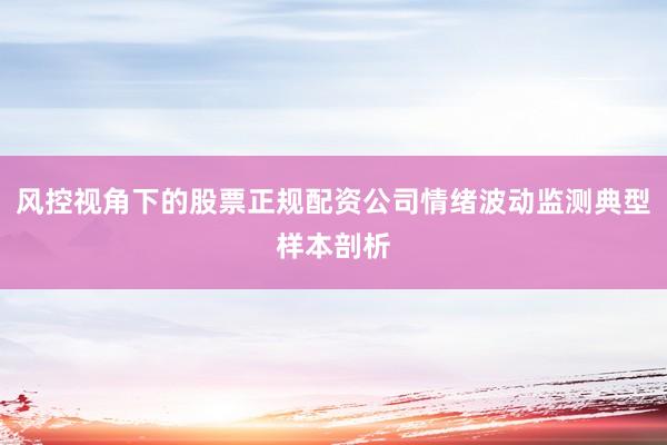 风控视角下的股票正规配资公司情绪波动监测典型样本剖析