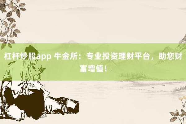杠杆炒股app 牛金所：专业投资理财平台，助您财富增值！