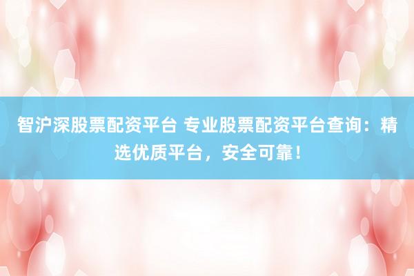 智沪深股票配资平台 专业股票配资平台查询：精选优质平台，安全可靠！