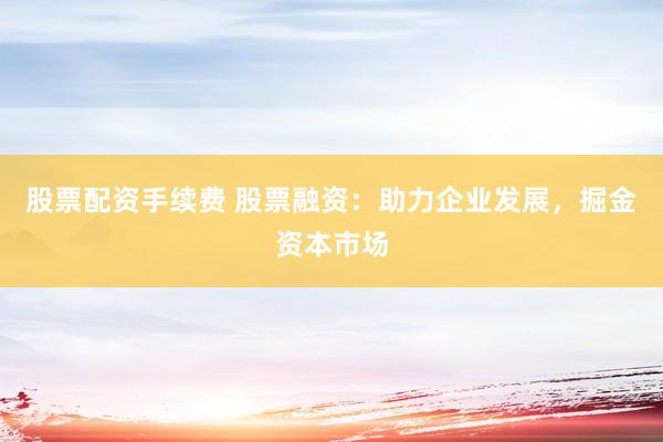 股票配资手续费 股票融资：助力企业发展，掘金资本市场
